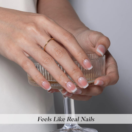 ShangMeng Soft Gel Valentines White Tip nails for a soft, natural look.