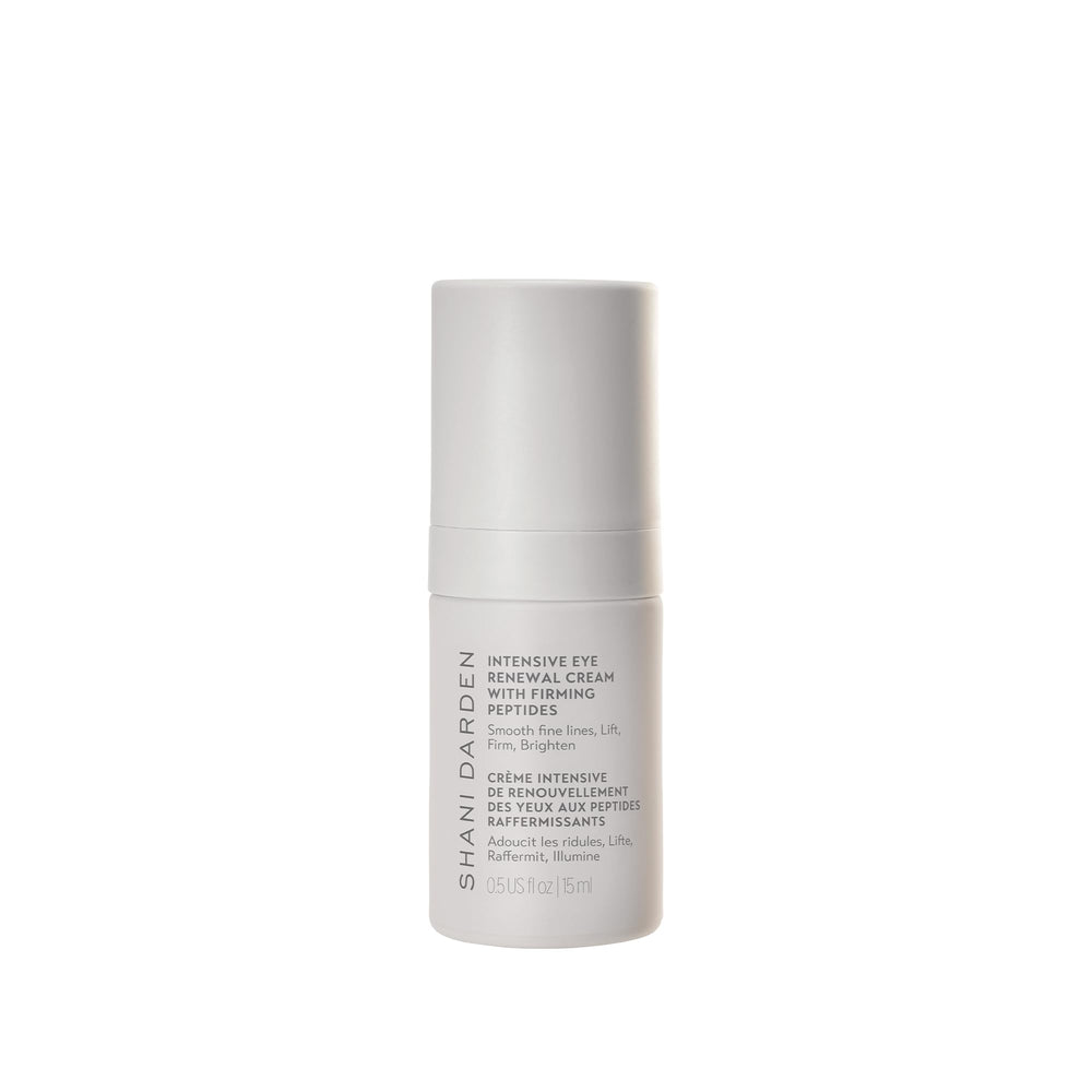 SHANI DARDEN Intensive Eye Renewal Cream bottle closeup showing luxe texture and hydration.