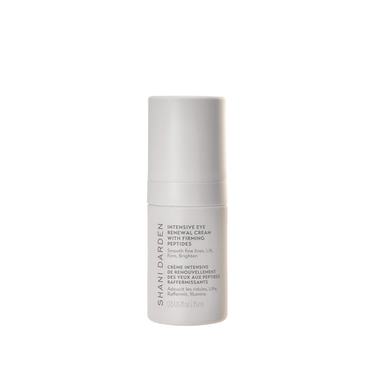 SHANI DARDEN Intensive Eye Renewal Cream bottle closeup showing luxe texture and hydration.