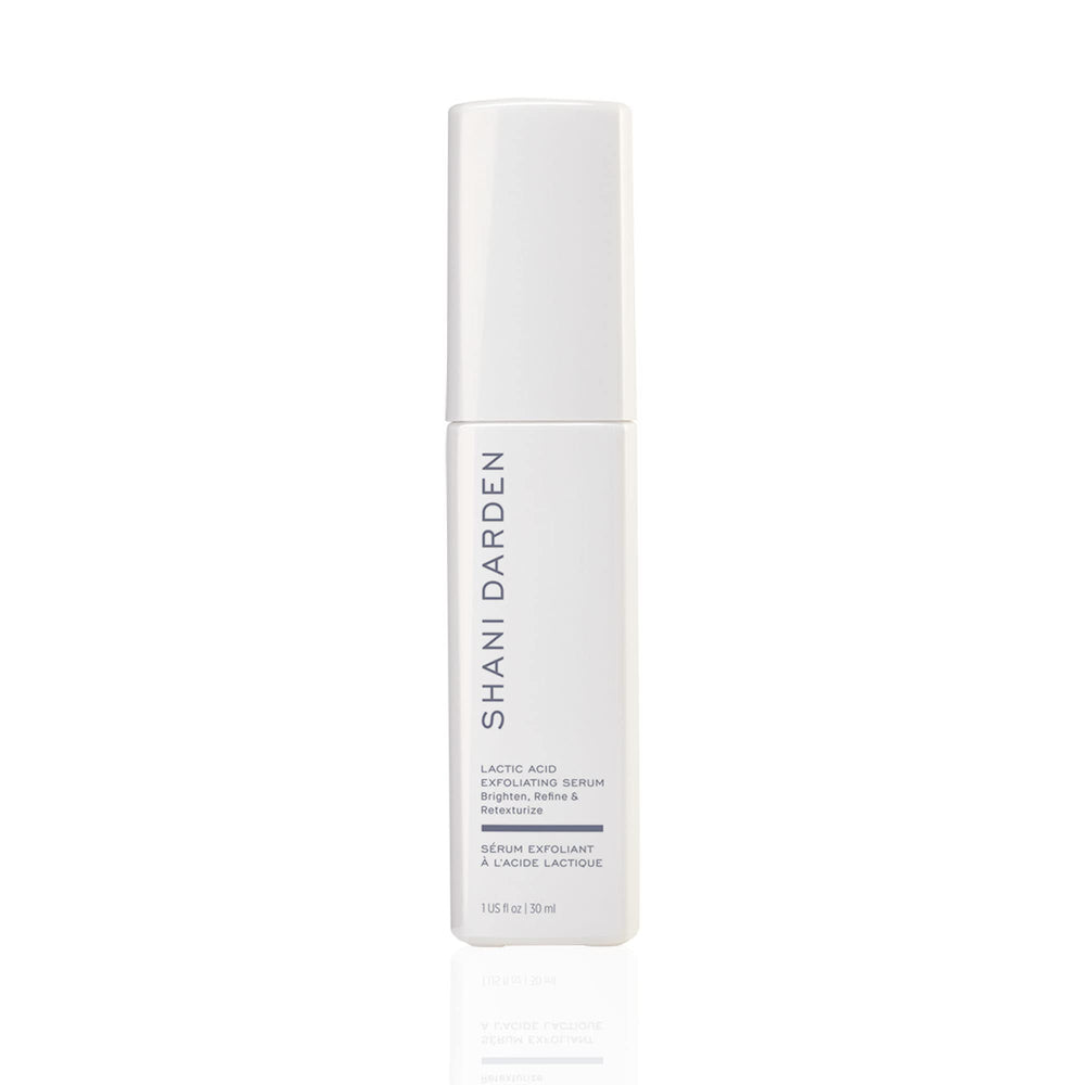 SHANI DARDEN Lactic Acid Face Serum bottle for gentle overnight exfoliation.