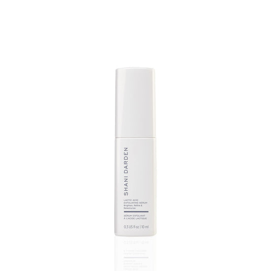 Shani Darden Lactic Acid Serum bottle promotes gentle exfoliation for radiant skin.