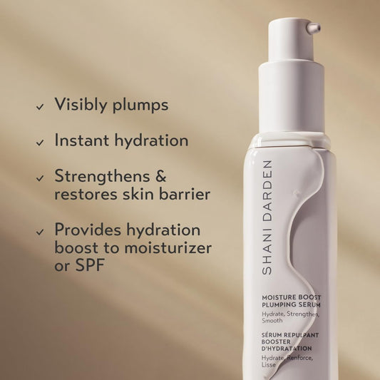 SHANI DARDEN Moisture Boost Serum droplets on skin for instant plump hydration