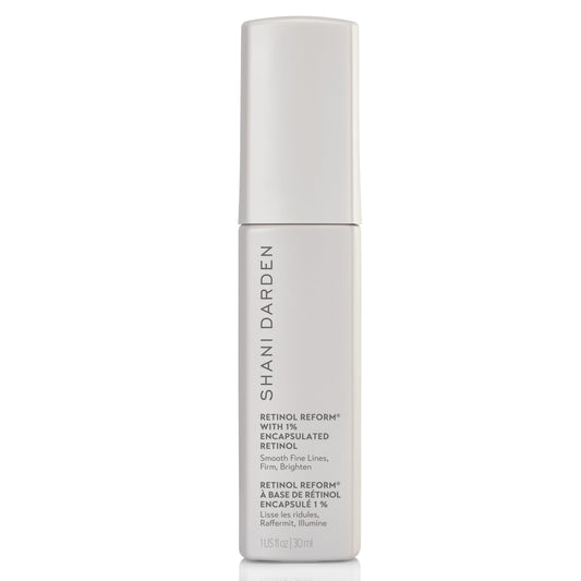 SHANI DARDEN Retinol Reform bottle showcases slow-release formula for gentle nightly use.