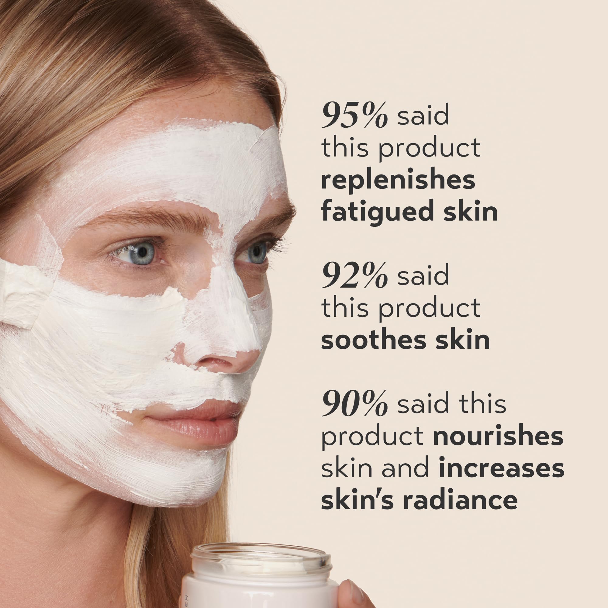 SHANI DARDEN Signature Nourishing Facial Mask ingredients display with colloidal oatmeal and squalane