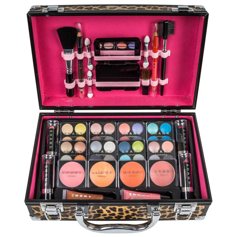 SHANY compact mirror included for on-the-go touchups in leopard design