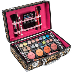 SHANY Carry All Train Case leopard open compartment, organized storage for brushes, shadows, and lips