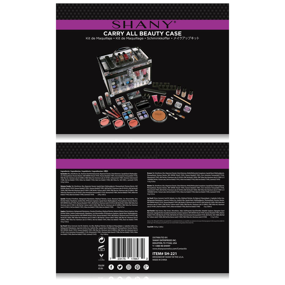 SHANY travel-ready makeup storage case for on-the-go touch ups and performances.