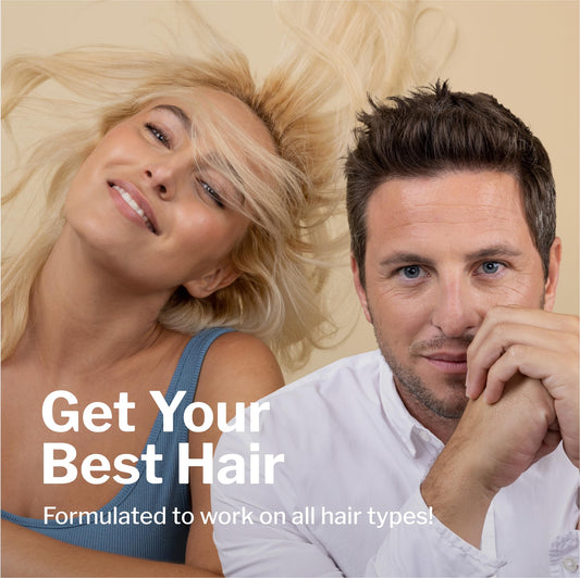 Shapiro MD foam applied to scalp for all-day DHT protection.