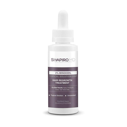 Shapiro MD Minoxidil 2% for Women bottle shown for daily scalp care and regrowth
