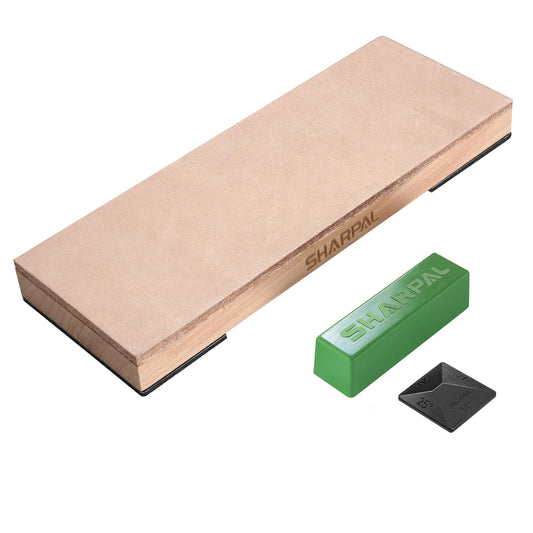Sharpal 204N leather strop on wood base for stable sharpening