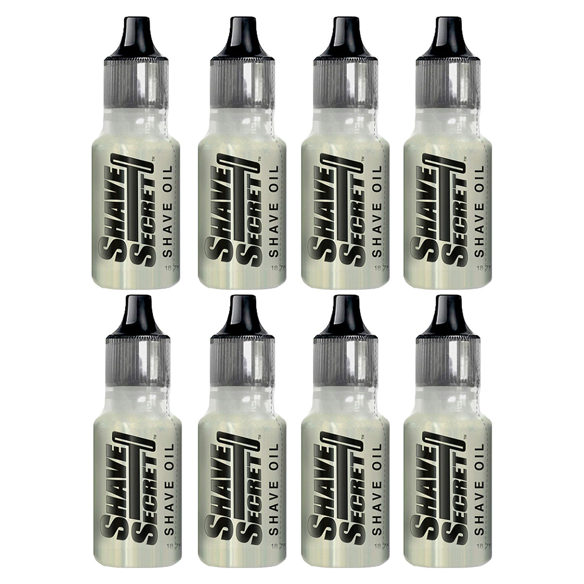 Shave Secret shaving oil bottle pouring for a smooth, irritation-free shave.