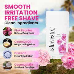 Shavestix Pink Peonies scented bottle close-up with floral notes