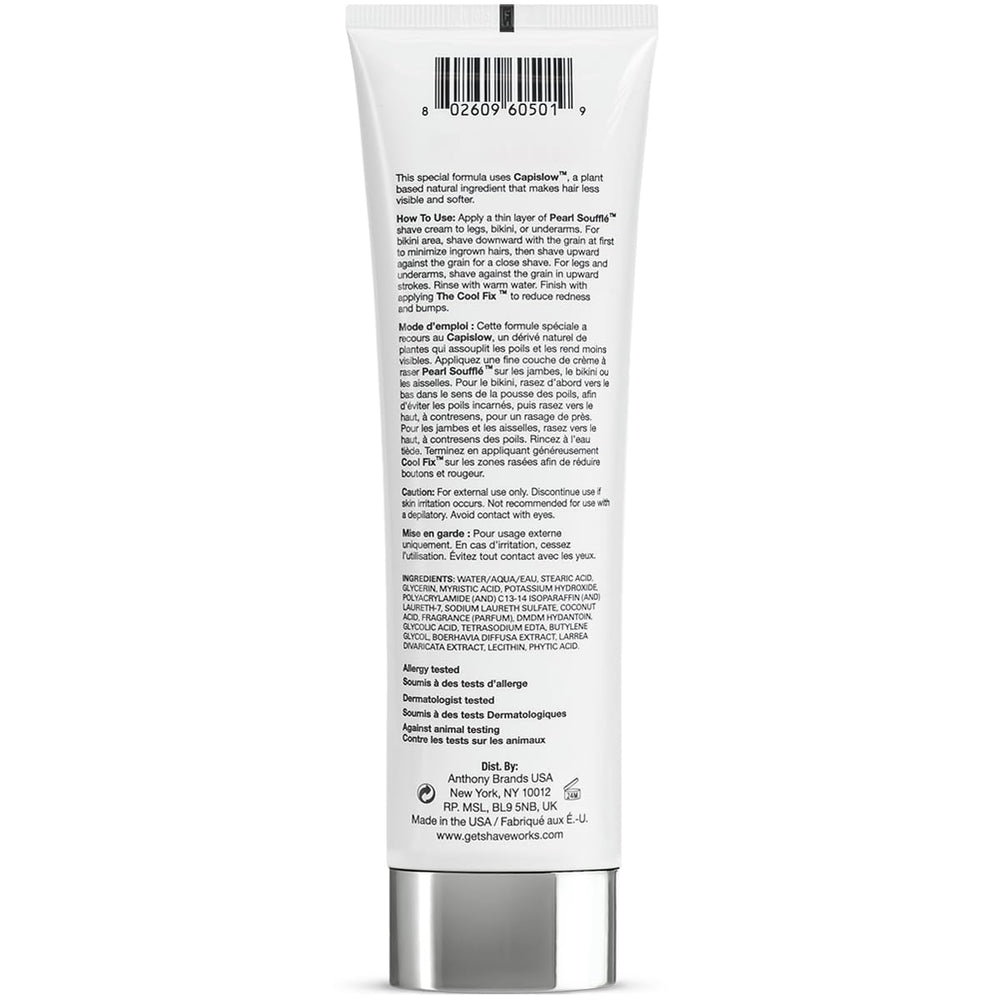 Applying Pearl Soufflé on legs for a smoother shave and reduced irritation.