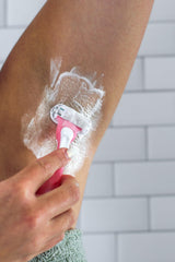 Pearl Soufflé applied to bikini area for comfortable shaving.