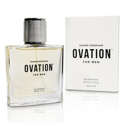 Shawn Crenshaw Ovation for Men bottle front, refined signature fragrance.