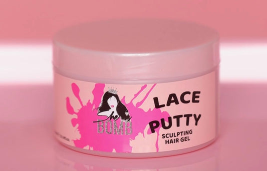 She Is Bomb Lace Putty close-up bottle pour for precise lace wig application