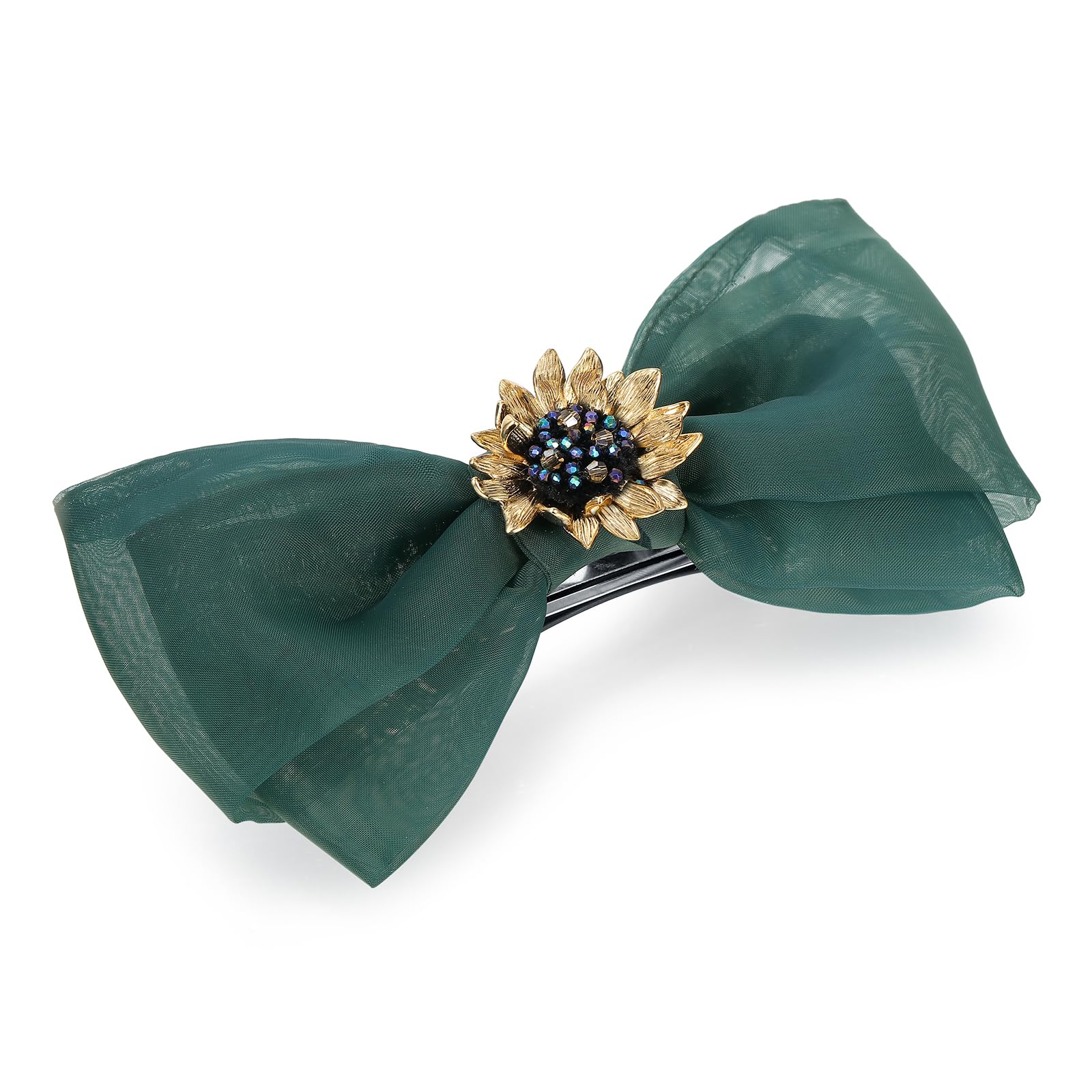 SHE'S FREE STYLE JUST FOR YOU gold sunflower bow clip 63mm by 42mm design