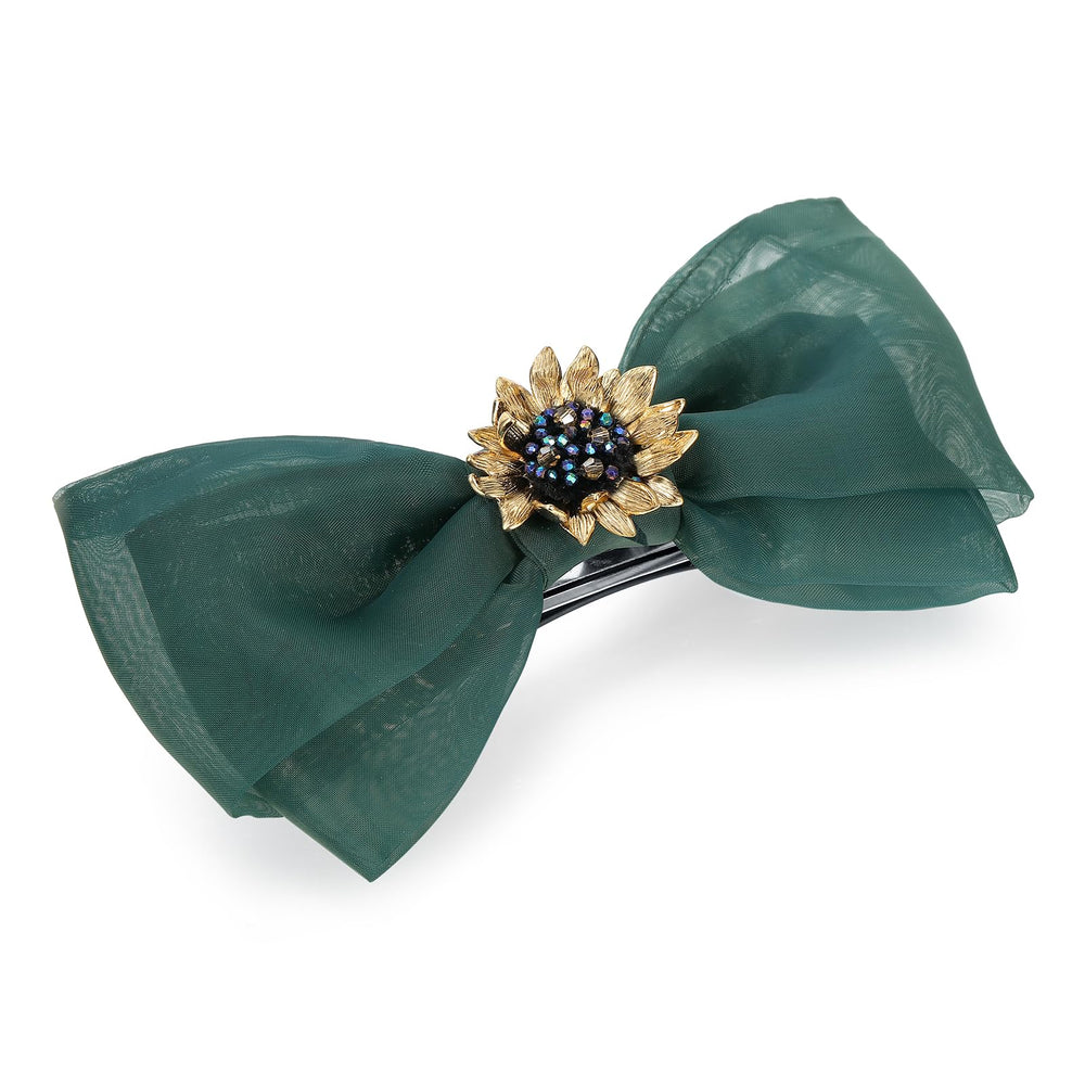SHE'S FREE STYLE JUST FOR YOU gold sunflower bow clip 63mm by 42mm design