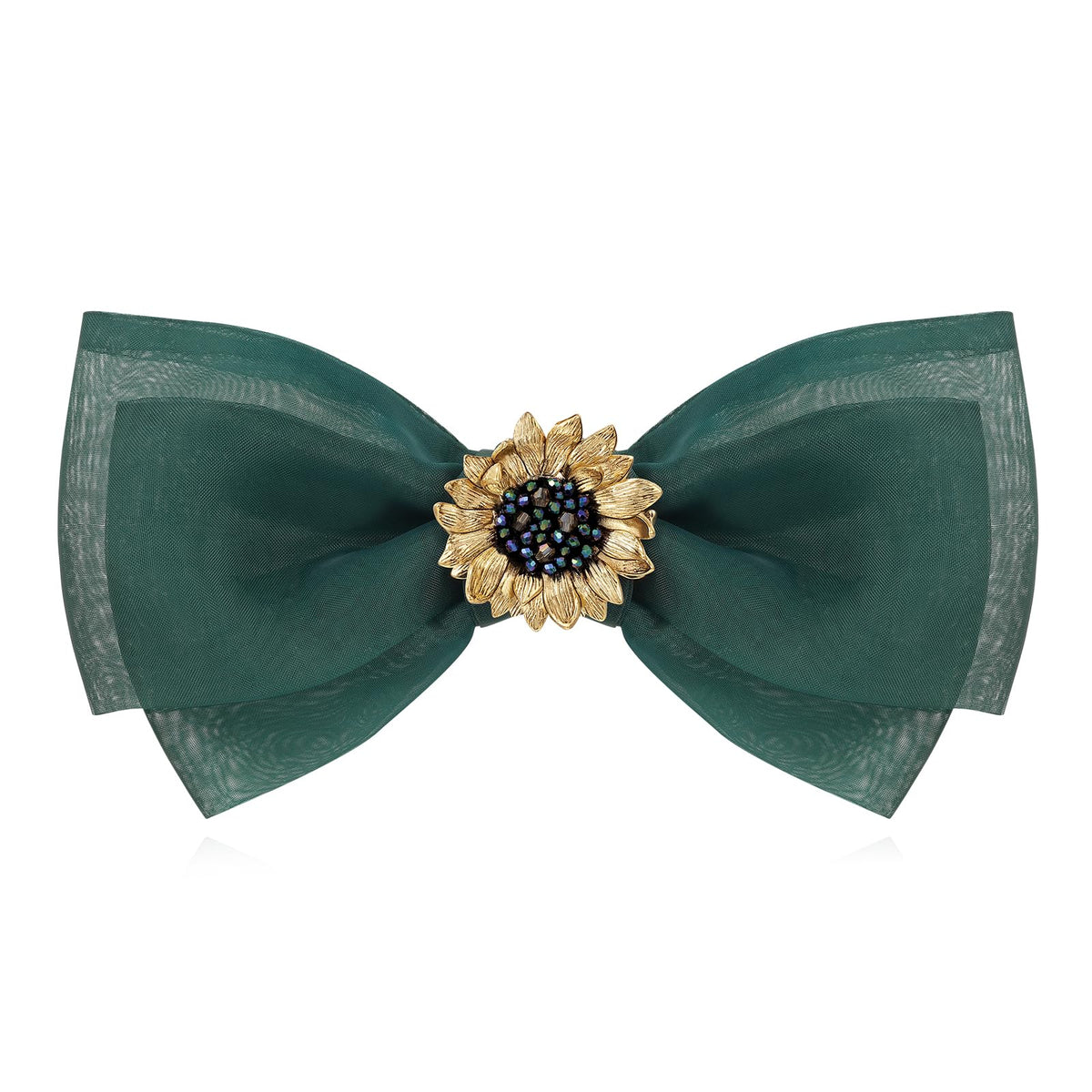 SHE'S FREE STYLE JUST FOR YOU Van Gogh sunflower bow clip green close-up for elegant hairstyle