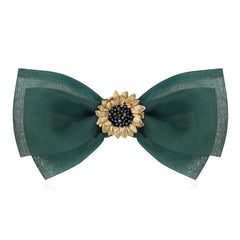 SHE'S FREE STYLE JUST FOR YOU Van Gogh sunflower bow clip green close-up for elegant hairstyle