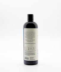 Shea Radiance African Black Soap Body Wash bottle back label with vegan, daily cleansing