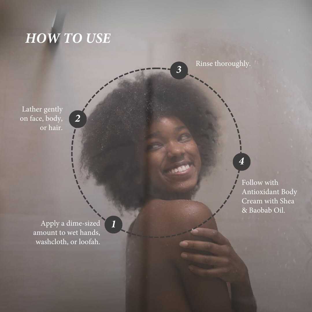Foamy lather of Shea Radiance body wash for a gentle cleanse