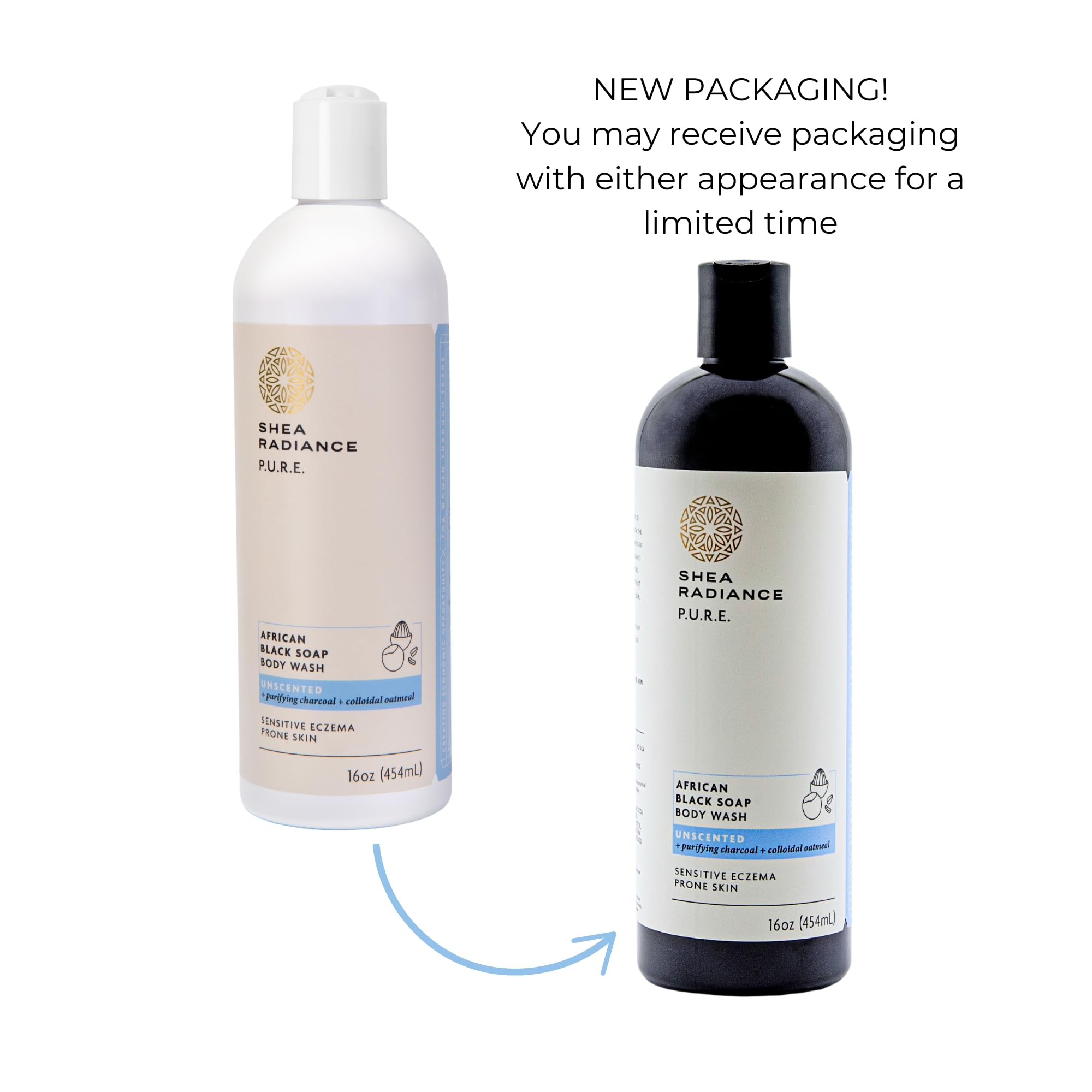 Natural ingredients banner on Shea Radiance showing shea butter and coconut oil