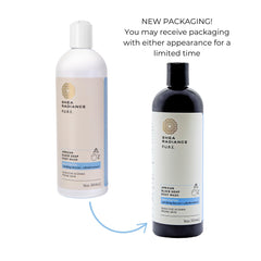 Natural ingredients banner on Shea Radiance showing shea butter and coconut oil