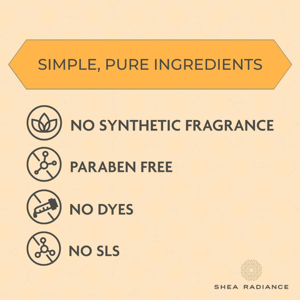 Elasticity-friendly benefits implied in Shea Radiance P.U.R.E. butter use.