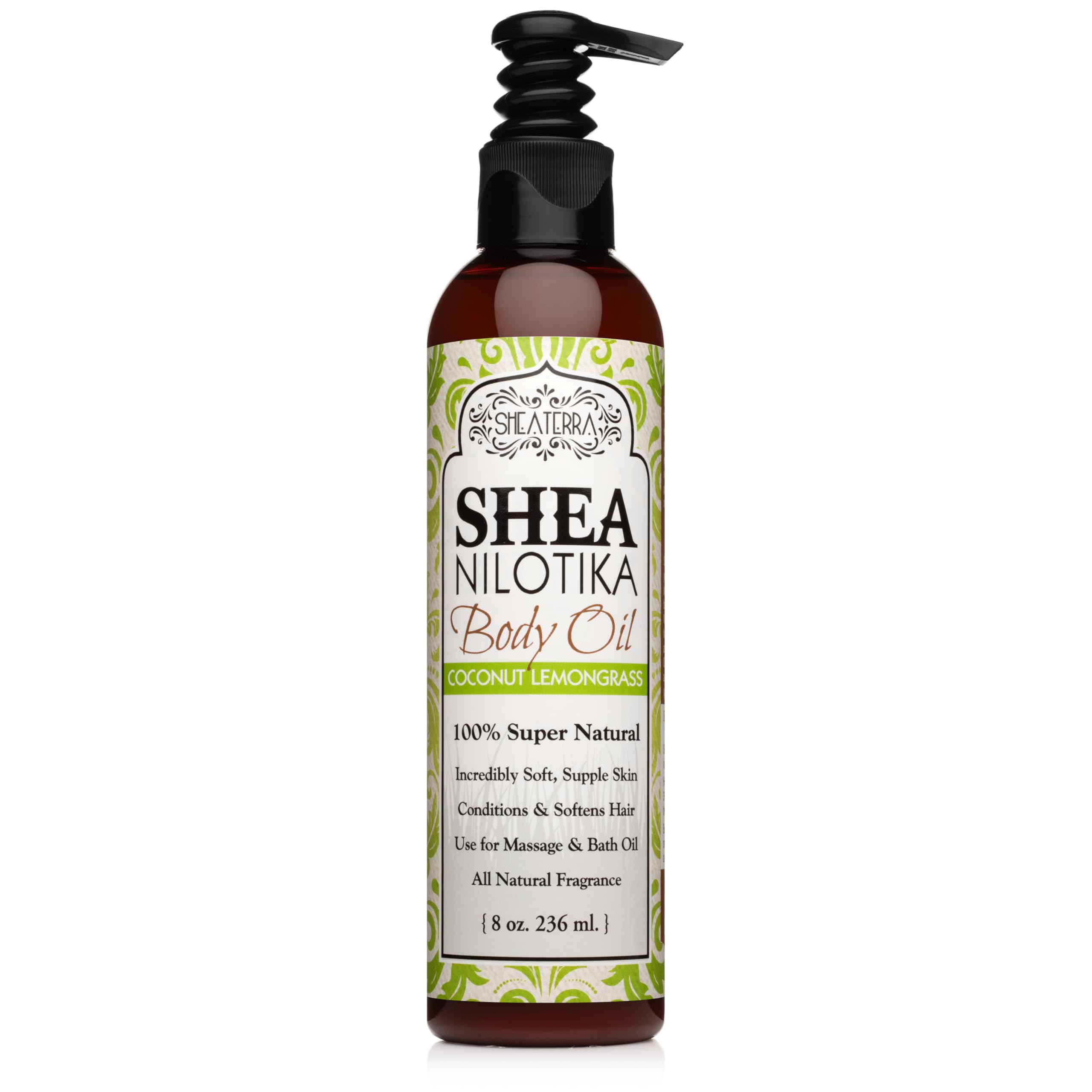 Shea Terra Nilotik Oil bottle with coconut lemongrass scent for daily skin care