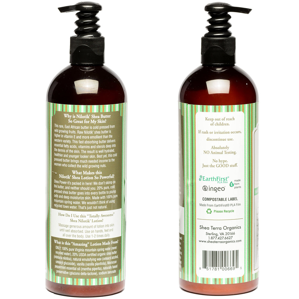 Close-up of applying Shea Terra Nilotik’ lotion for cooling relief.