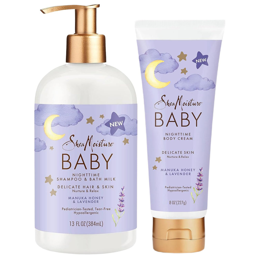 Sheamoisture Baby Care Set offers relaxing shampoo and bath milk for gentle baths.