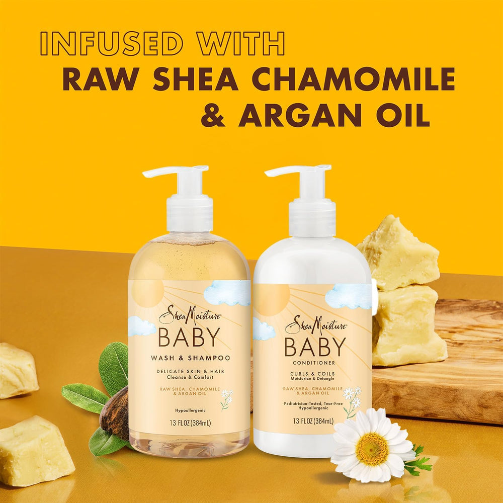 Sheamoisture Curls & Coils conditioner bottle; smooths curls and detangles.