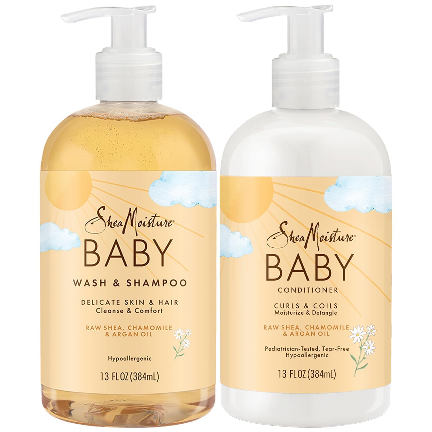 SheaMoisture Baby Essentials tear-free shampoo bottle for gentle cleansing.