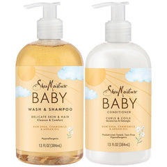 SheaMoisture Baby Essentials tear-free shampoo bottle for gentle cleansing.