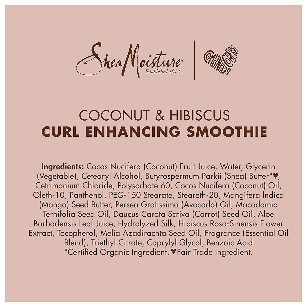 Sheamoisture Coconut & Hibiscus Curl Enhancing Smoothie 12 oz jar for on-the-go styling.