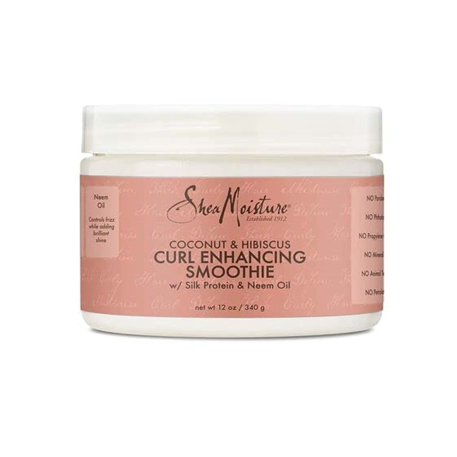 Sheamoisture Coconut & Hibiscus Curl Enhancing Smoothie jar close-up shows creamy texture for defined curls.