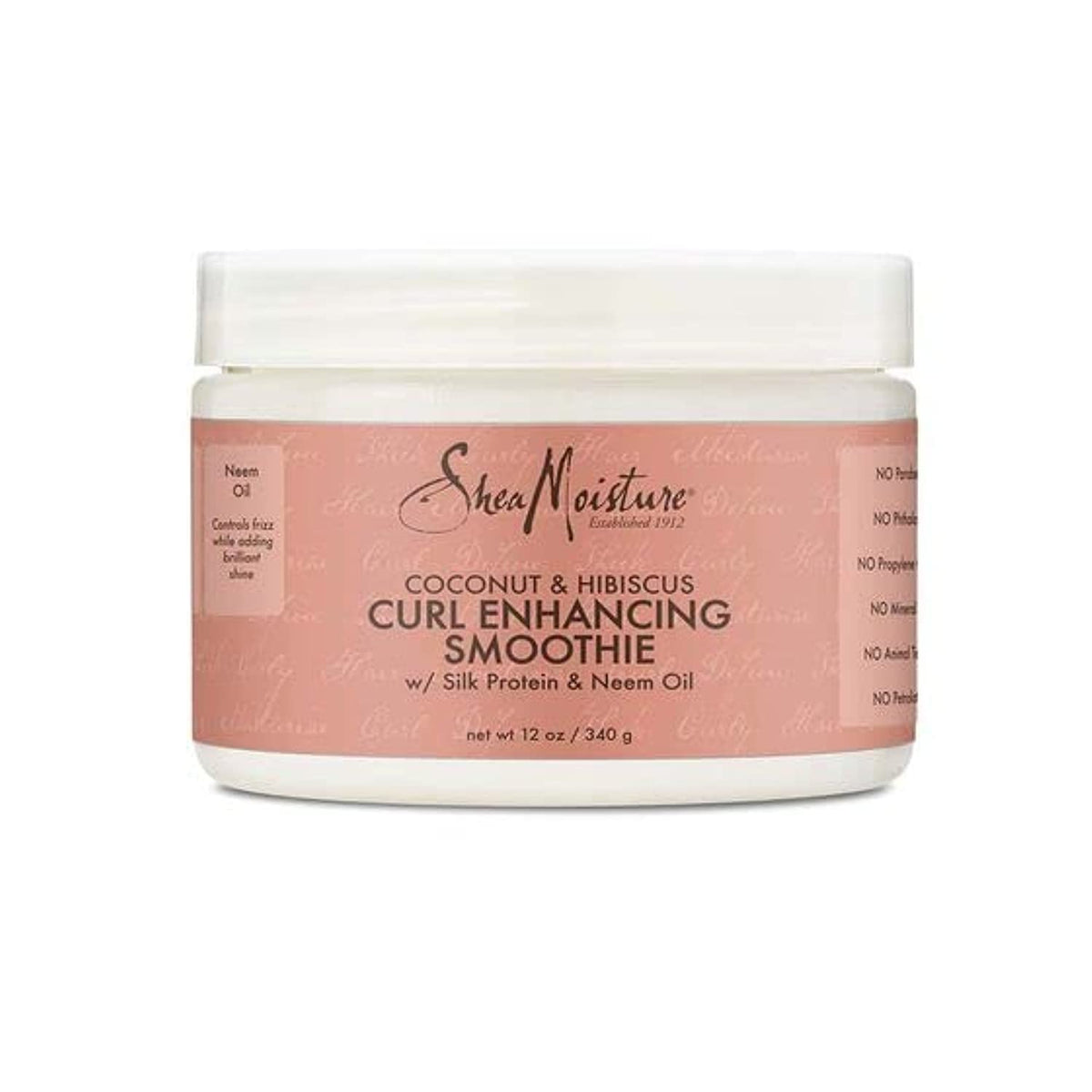 Sheamoisture Coconut & Hibiscus Curl Enhancing Smoothie jar close-up shows creamy texture for defined curls.