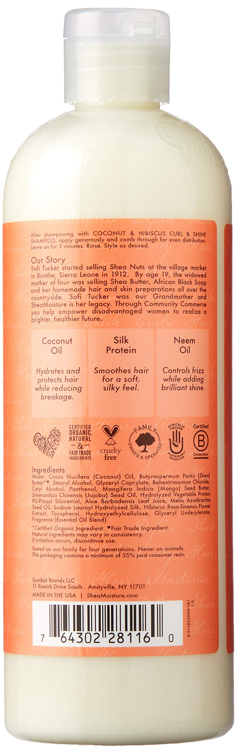SheaMoisture Coconut and Hibiscus conditioner hair-application for smoother curls.