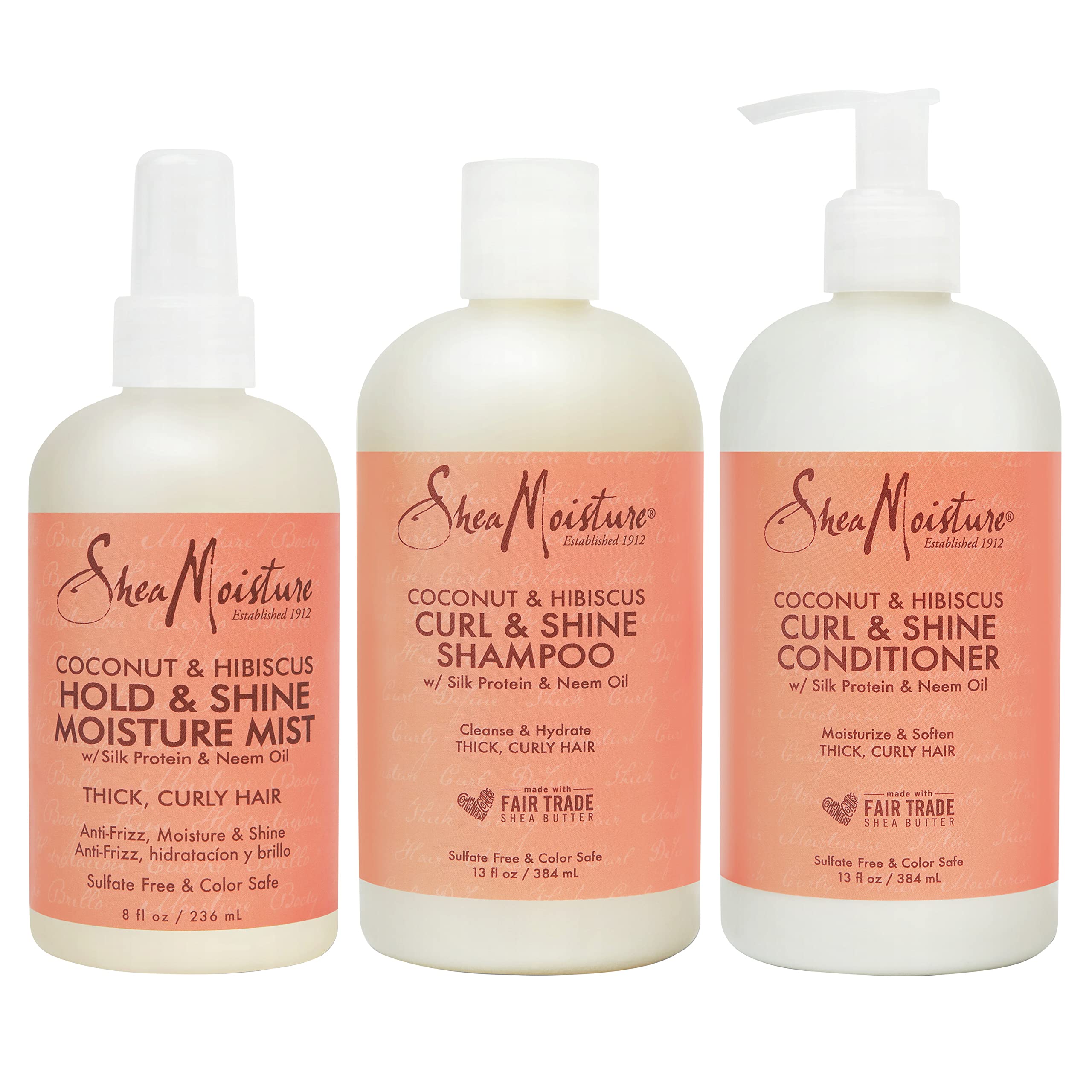 SheaMoisture Coconut Hibiscus Shampoo Bottle for defined, frizz-controlled curls.