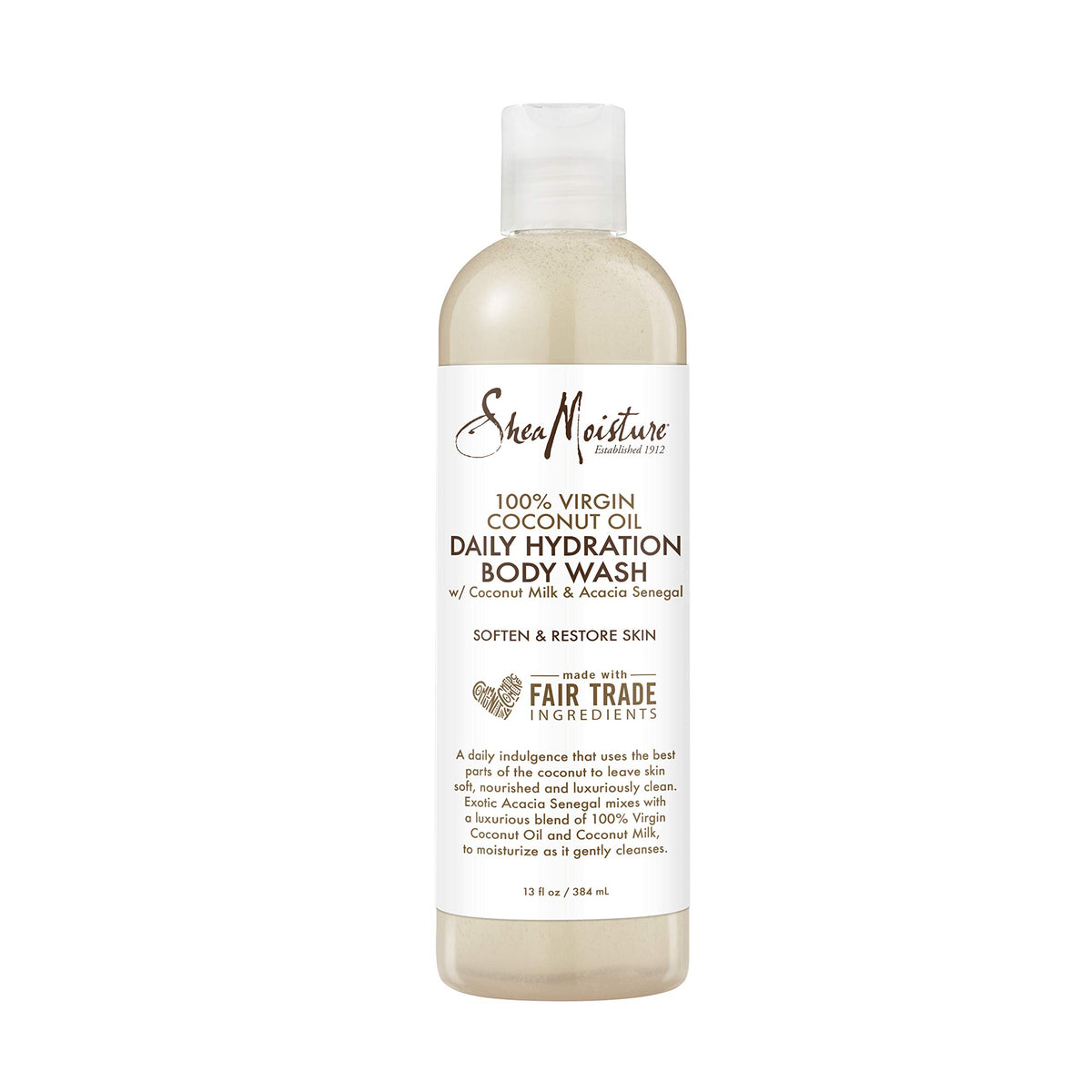 SheaMoisture Coconut Oil Daily Hydration Bubble Bath bottle with creamy lather for smooth skin