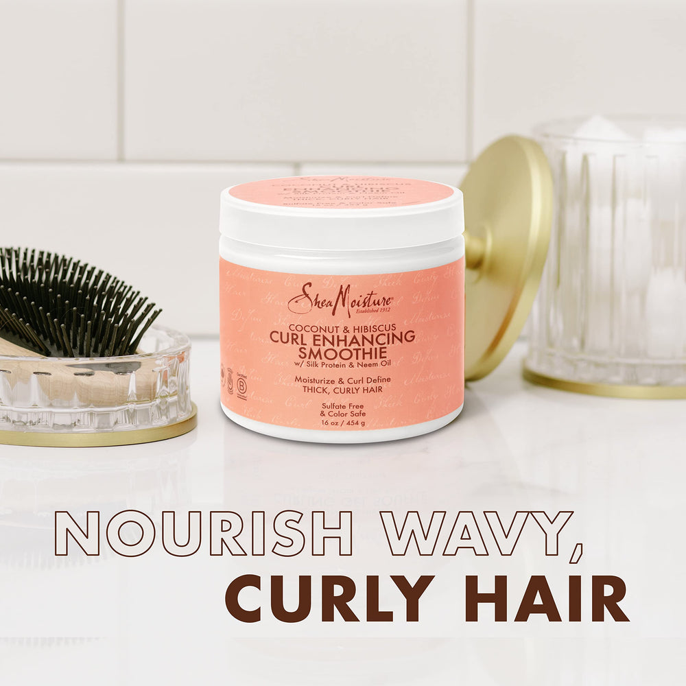 Coconut oil and hibiscus flowers ingredients highlight nourishing shine potential.