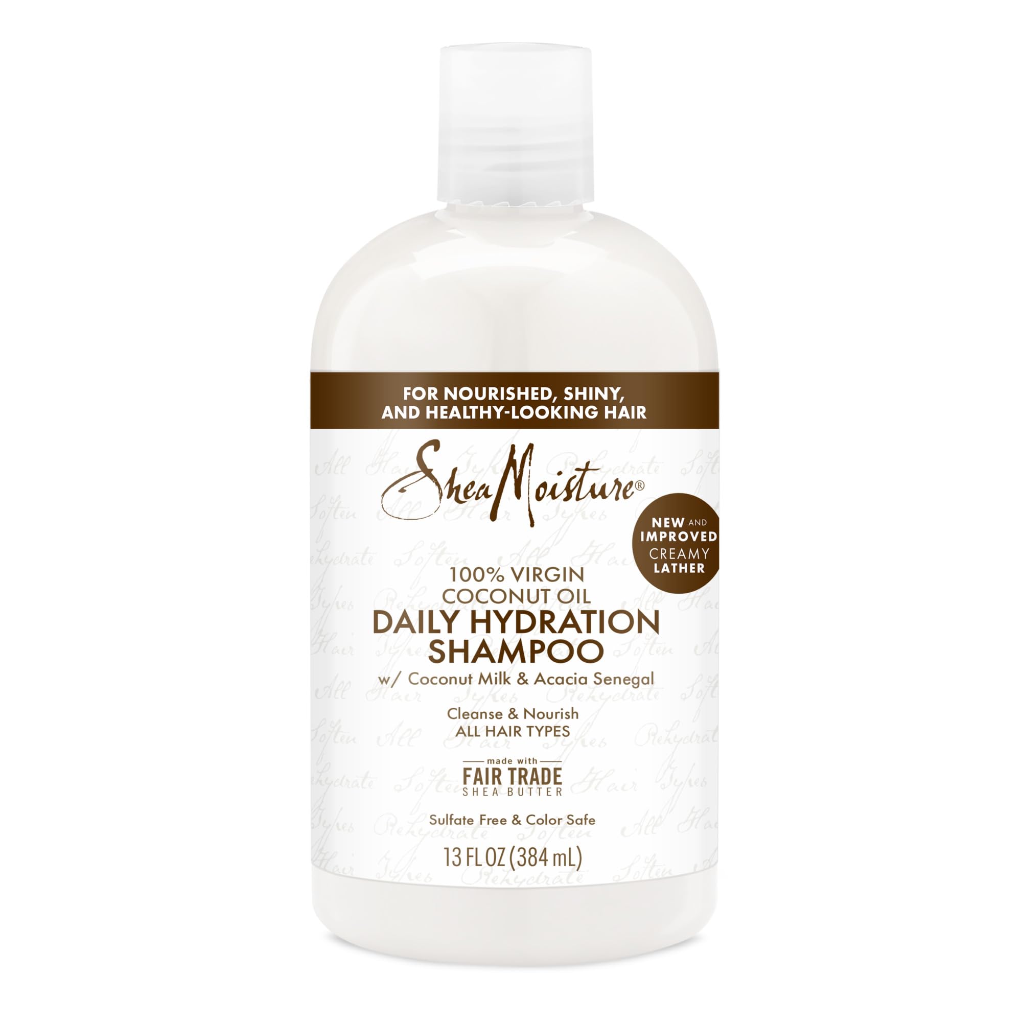 SheaMoisture Daily Hydration Shampoo bottle front showing coconut oil hydration benefits