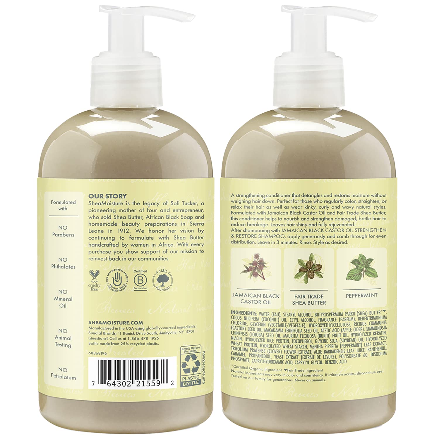 Sheamoisture conditioner bottle close-up label highlights Vitamin E