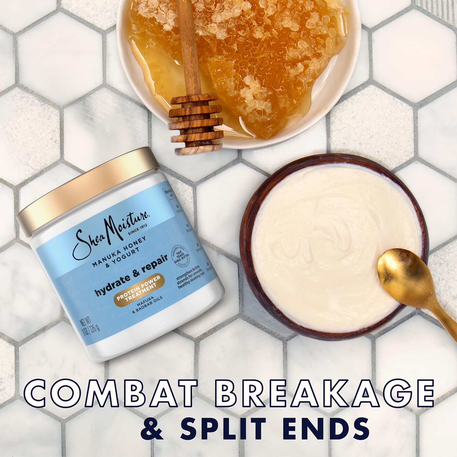 Ma fura and baobab oils in SheaMoisture hair mask for resilience and shine
