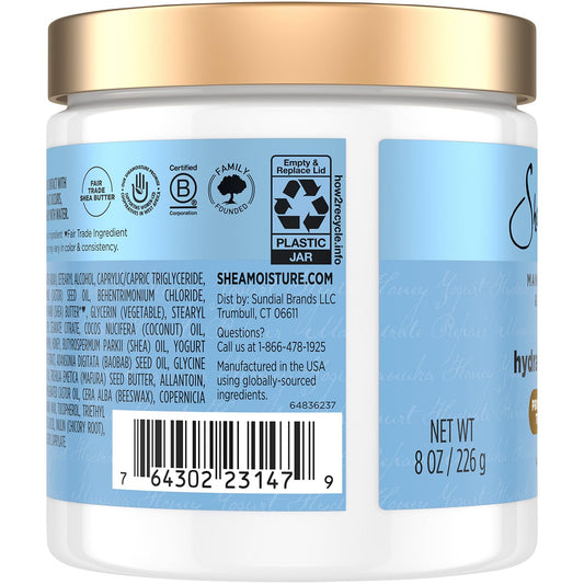 SheaMoisture Manuka honey yogurt hair mask jar with nourishing formula