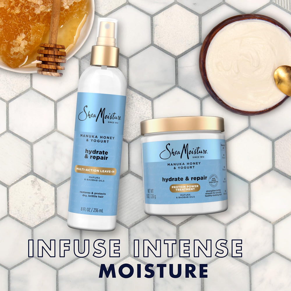 Sheamoisture Multi-Action Leave-In Application demonstrates quick styling support and moisture retention.