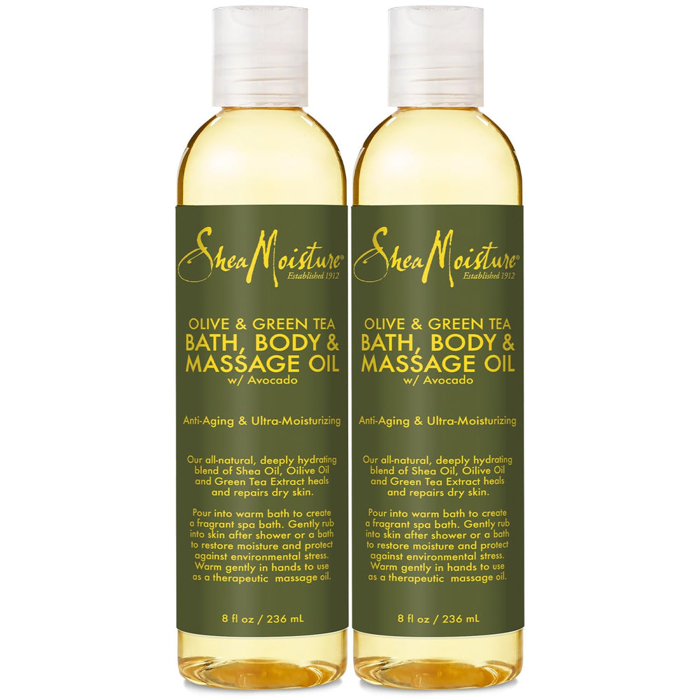 SheaMoisture Olive and Green Tea oil 2-pack bottles for deep hydration.