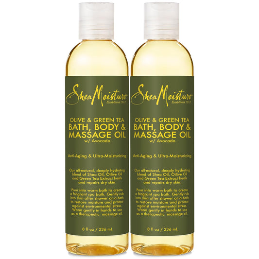 SheaMoisture Olive and Green Tea oil 2-pack bottles for deep hydration.