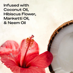 Organic shea butter illustration highlights nourishing, ethical ingredients.